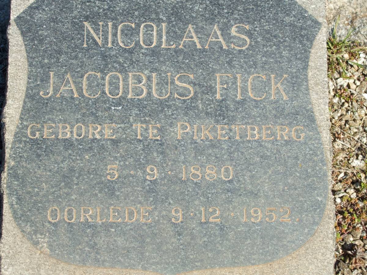 FICK Nicolaas Jacobus 1880-1952