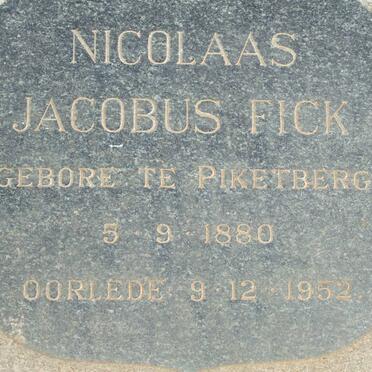 FICK Nicolaas Jacobus 1880-1952