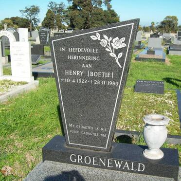 GROENEWALD Henry 1922-1985