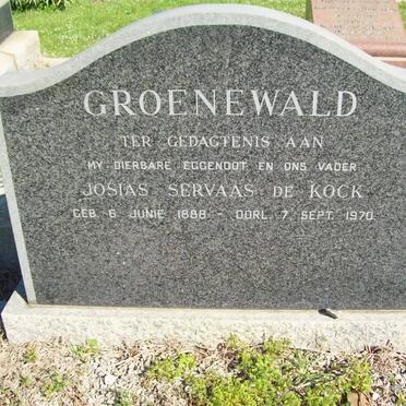 GROENEWALD Josias Servaas De Kock 1888-1970