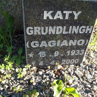 GRUNDLINGH Katy nee GAGIANO 1933-2000