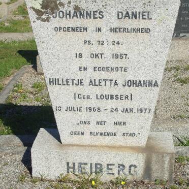 HEIBERG Johannes Daniel -1957 &amp; Hilletjie Aletta Johanna LOUBSER 1908-1977