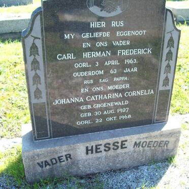 HESSE Carl Herman Frederick -1963 &amp; Johanna Catharina Cornelia GROENEWALD 1927-1968