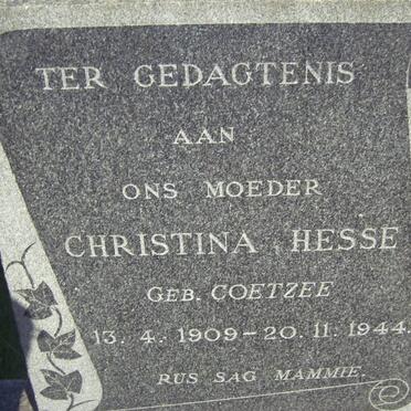 HESSE Christina nee COETZEE 1909-1944