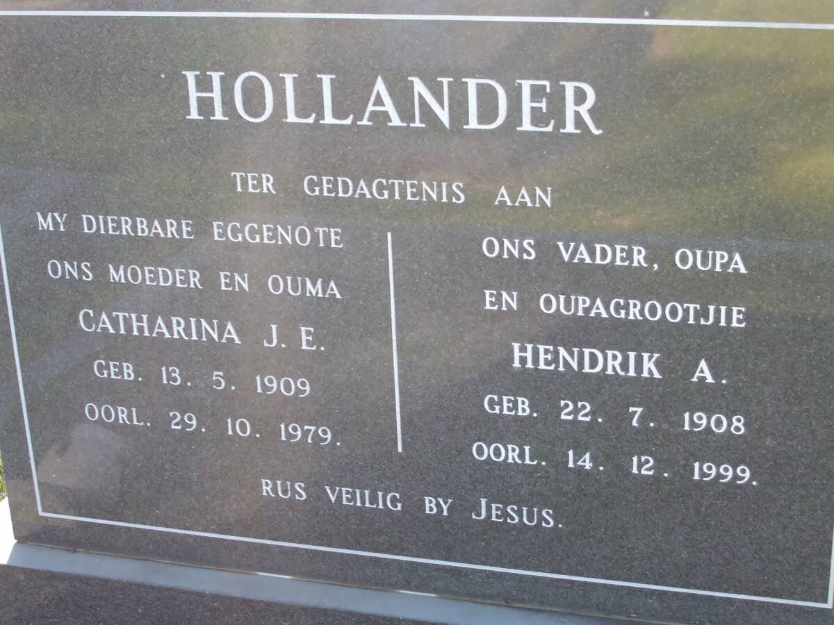 HOLLANDER Hendrik A. 1908-1999 &amp; Catherina J.E. 1909-1979