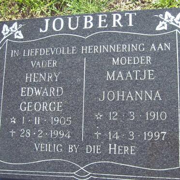 JOUBERT Henry Edward George 1905-1994 &amp; Maatje Johanna 1910-1997