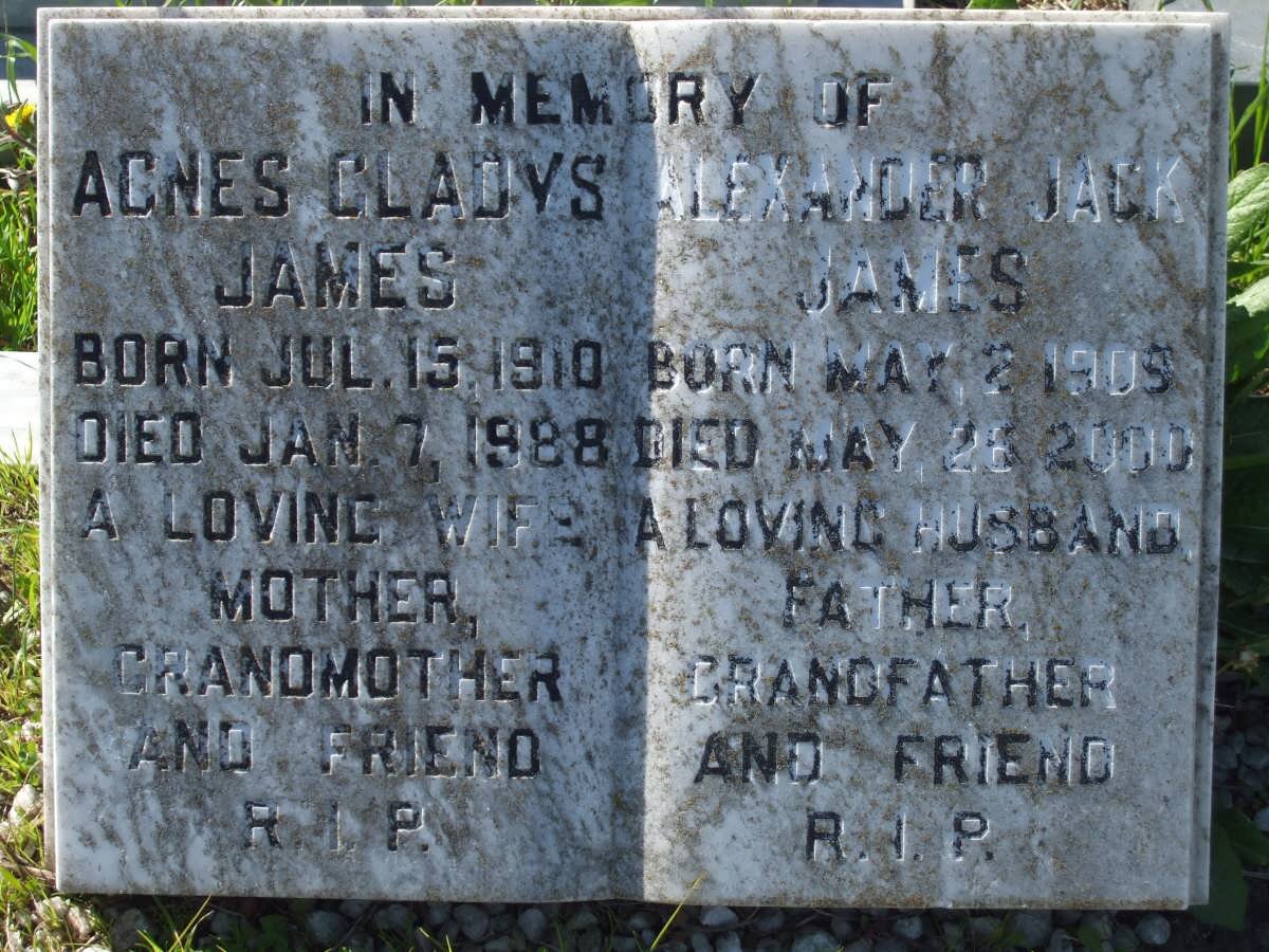 JAMES Alexander Jack 1909-2000 &amp; Agnes Gladys 1910-1988