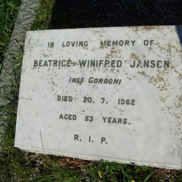 JANSEN Beatrice Winifred nee GORDON -1962