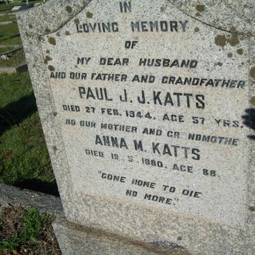 KATTS Paul J.J. -1944 &amp; Anna M.-1980