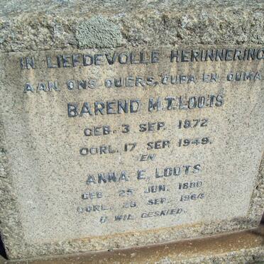 LOOTS Barend 1872-1949 &amp; Anna E. 1880-1964