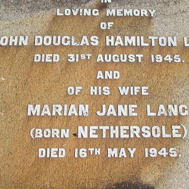 LANG John Douglas Hamilton -1945 &amp; Marian Jane NETHERSOLE -1945