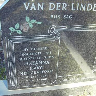 LINDE Johanna, van der nee CRAFFORD 1932-1985
