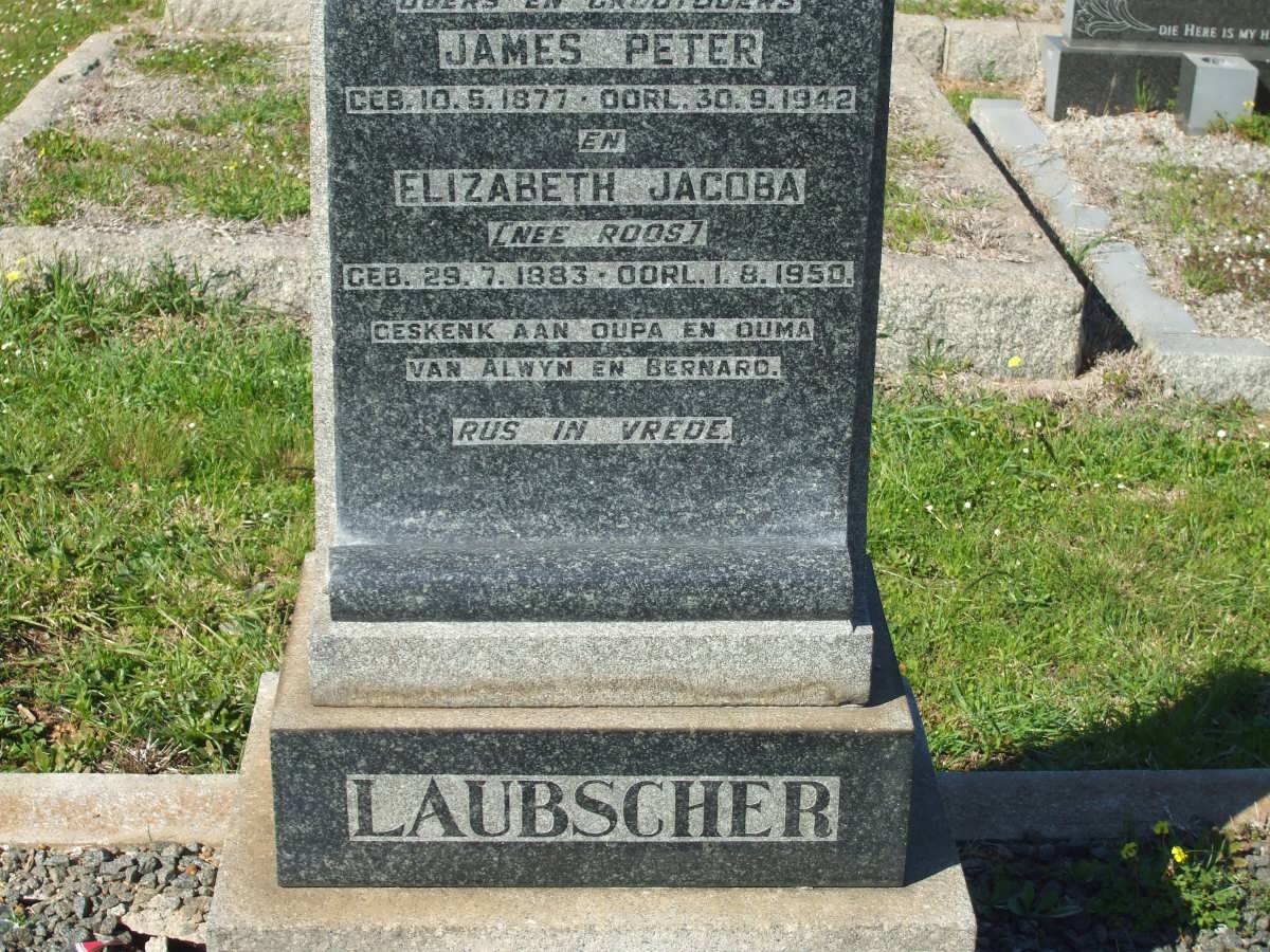 LAUBSCHER James Peter 1877-1942 &amp; Elizabeth Jacoba ROOS 1883-1950