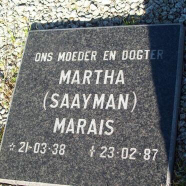 MARAIS Martha nee SAAYMAN 1938-1987