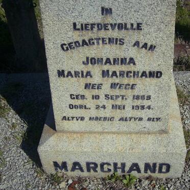 MARCHAND Johanna Maria nee WEGE 1865-1934