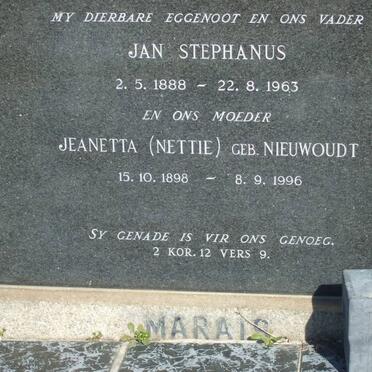 MARAIS Jan Stephanus 1888-1963 &amp; Jeanetta NIEUWOUDT 1898-1996