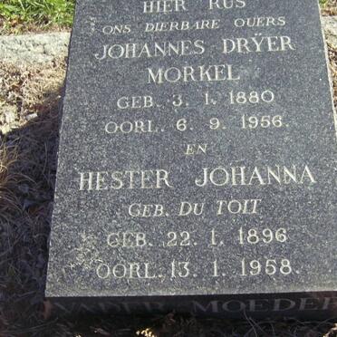 MORKEL Johannes Drÿer 1880-1956 &amp; Hester Johanna DU TOIT 1896-1958