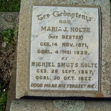 NOLTE Michiel Smuts 1867-1977 &amp; Maria J. BESTER 1871-1929