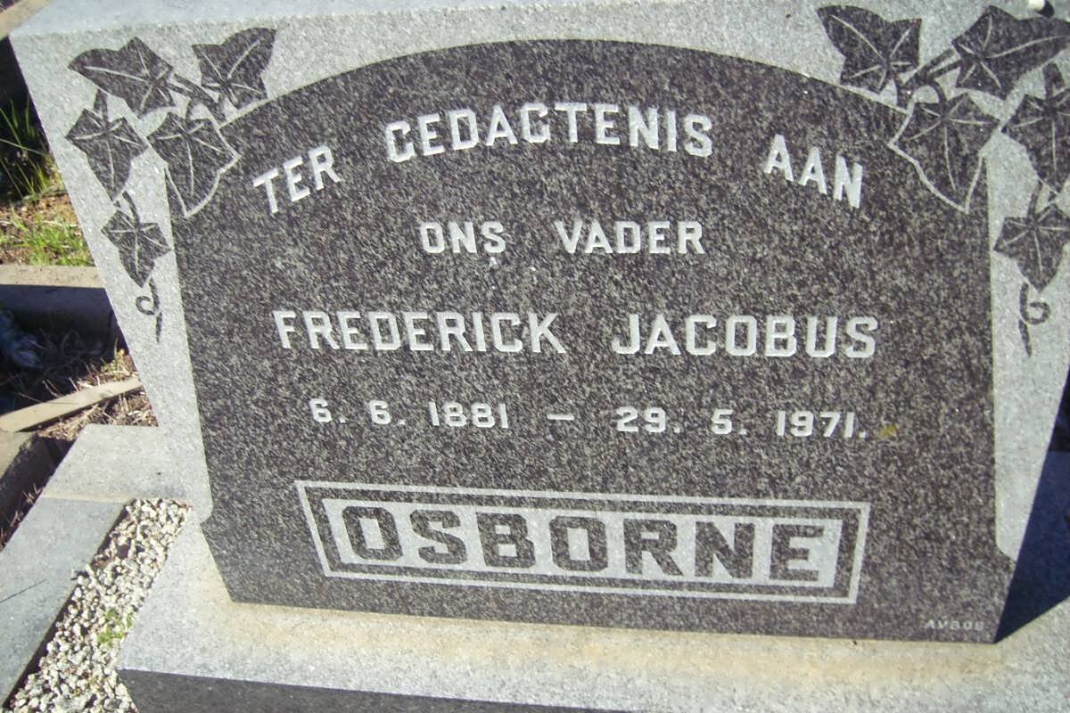 OSBORNE Frederick Jacobus 1881-1971