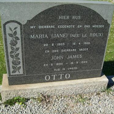OTTO John James 1895-1984 &amp; Maria LE ROUX 1903-1968