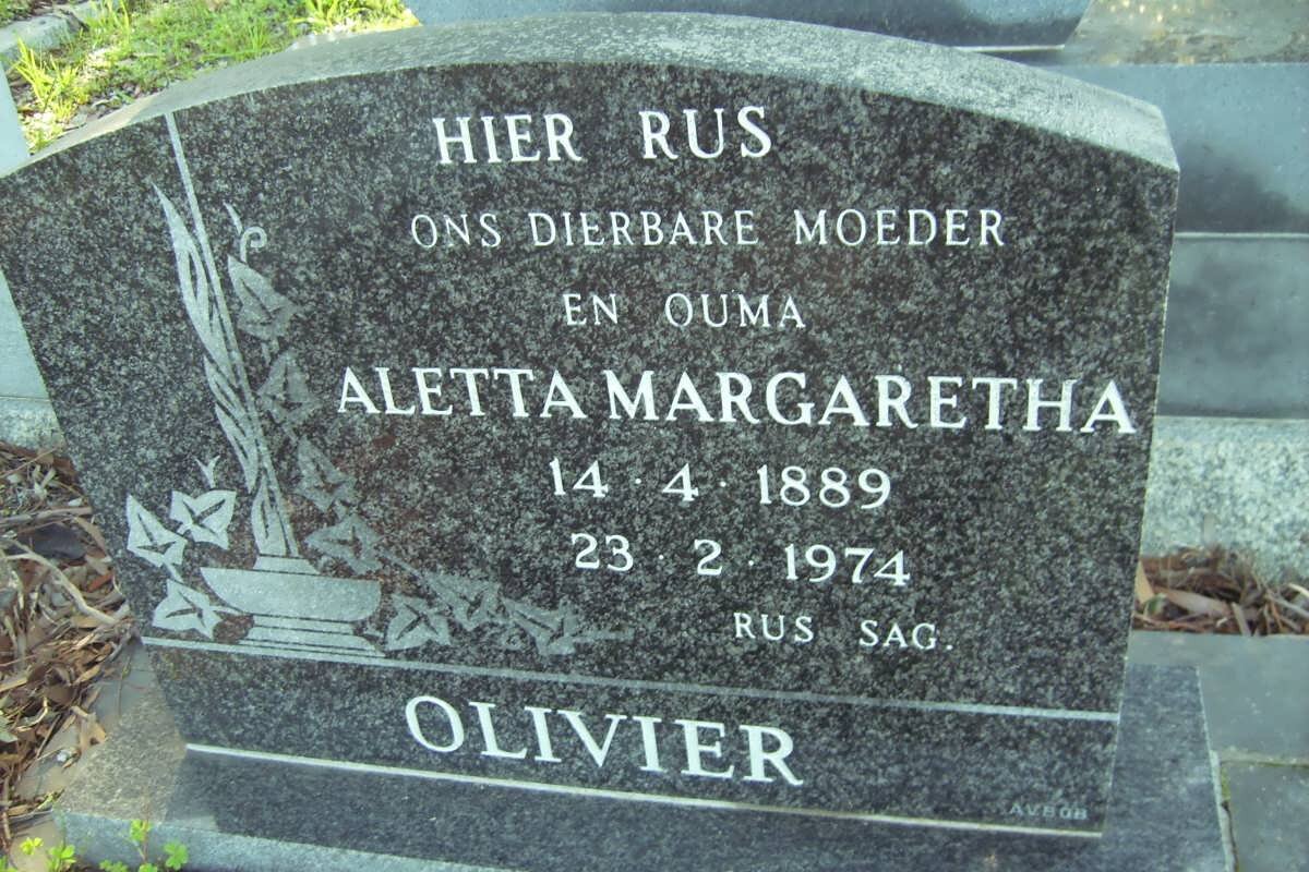 OLIVIER Aletta Margaretha 1889-1974