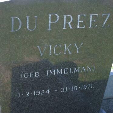 PREEZ Vicky, du nee IMMELMAN 1924-1971