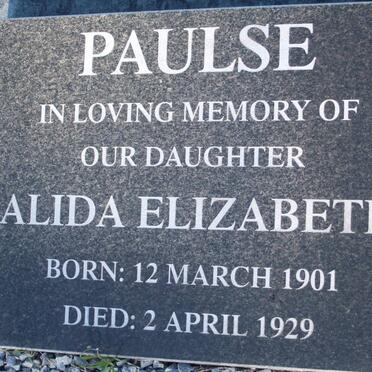 PAULSE Alida Elizabeth 1901-1929