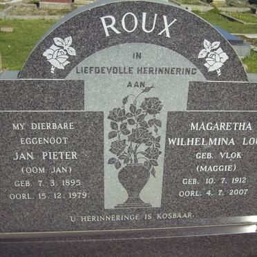 ROUX Jan Pieter 1895-1979 &amp; Wilhelmina Louw VLOK 1912-2007