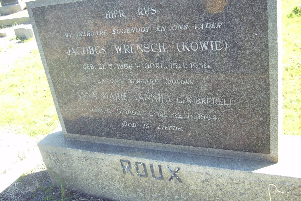 ROUX Jacobus Wrensch 1889-1956 &amp; Anna Marie BREDELL 1892-1964