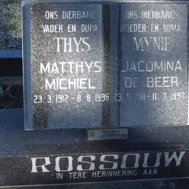 ROSSOUW Matthys Michiel 1912-1996 &amp; Jacomina DE BEER 1911-1997