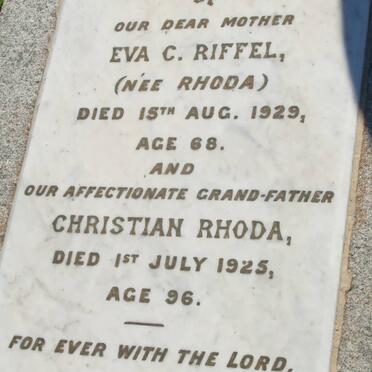 RHODA Christian -1925 :: RIFFEL  Eva C. nee RHODA -1929