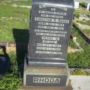 RHODA Christian R. 1868-1940 &amp; Regina W. VISSER 1864-1949
