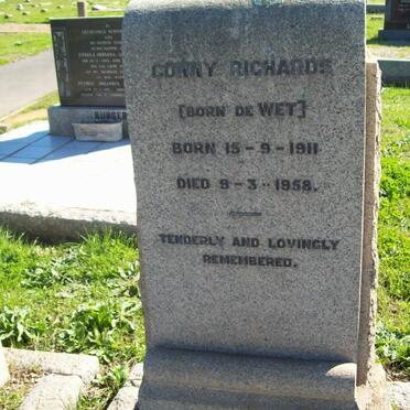 RICHARDS Conny nee DE WET 1911-1958