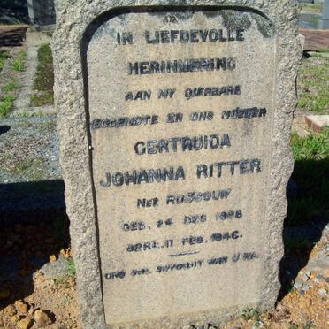 RITTER Gertruida Johanna nee ROSSOUW 1888-1946