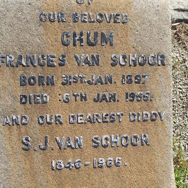 SCHOOR S.J., van 1846-1966 :: VAN SCHOOR Frances 1897-1955