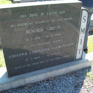SMIT Hendrik Gideon 1891-1964 &amp; Johanna Christina ROSSOUW 1896-1980