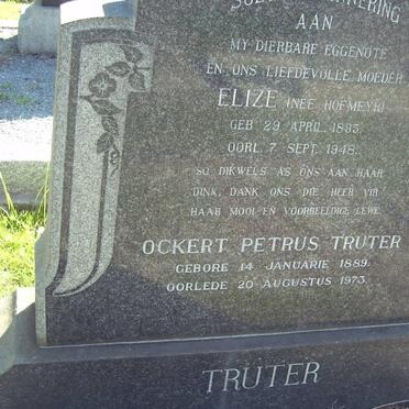 TRUTER Ockert Petrus 1889-1973 &amp; Elize HOFMEYR 1885-1948