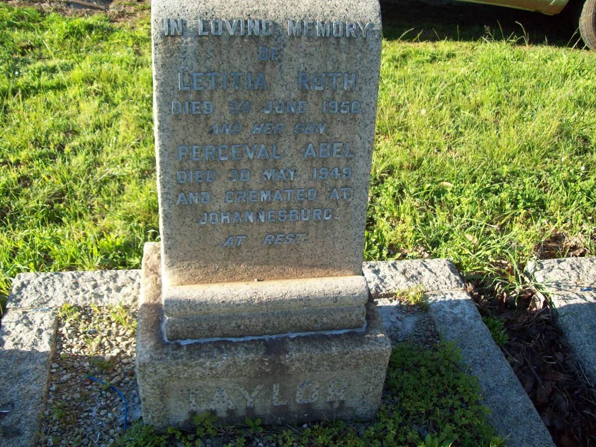 TAYLOR Letitia Ruth -1950 :: TAYLOR Perceval Abel -1949