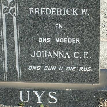 UYS Frederick W. &amp; Johanna C.E.