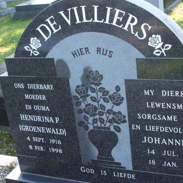 VILLIERS Johannes A., de 1909-1980 &amp; Hendrina P. GROENEWALD 1916-1998