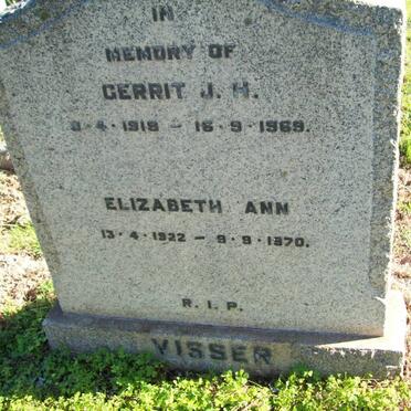 VISSER Gerrit J.H. 1918-1969 &amp; Elizabeth Ann 1922-1970