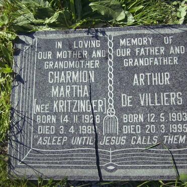 VILLIERS Arthur, de 1903-1995 &amp; Charmion KRITZINGER 1928-1989
