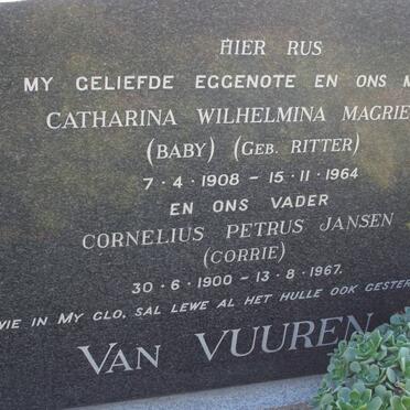 VUUREN Cornelius Petrus Jansen, van 1900-1967 &amp; Catharina Wilhelmina Magrietha RITTER 1908-1964