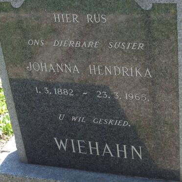 WIEHAHN Johanna Hendrika 1882-1965
