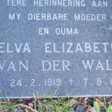 WALT Elva Elizabeth, van der 1919-19?1