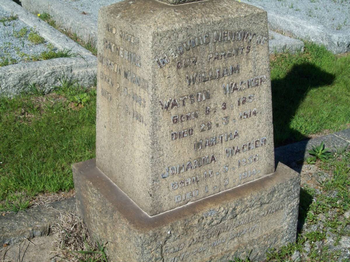 WAGNER William Watson 1854-1915 &amp; Martha Johanna 1856-1914