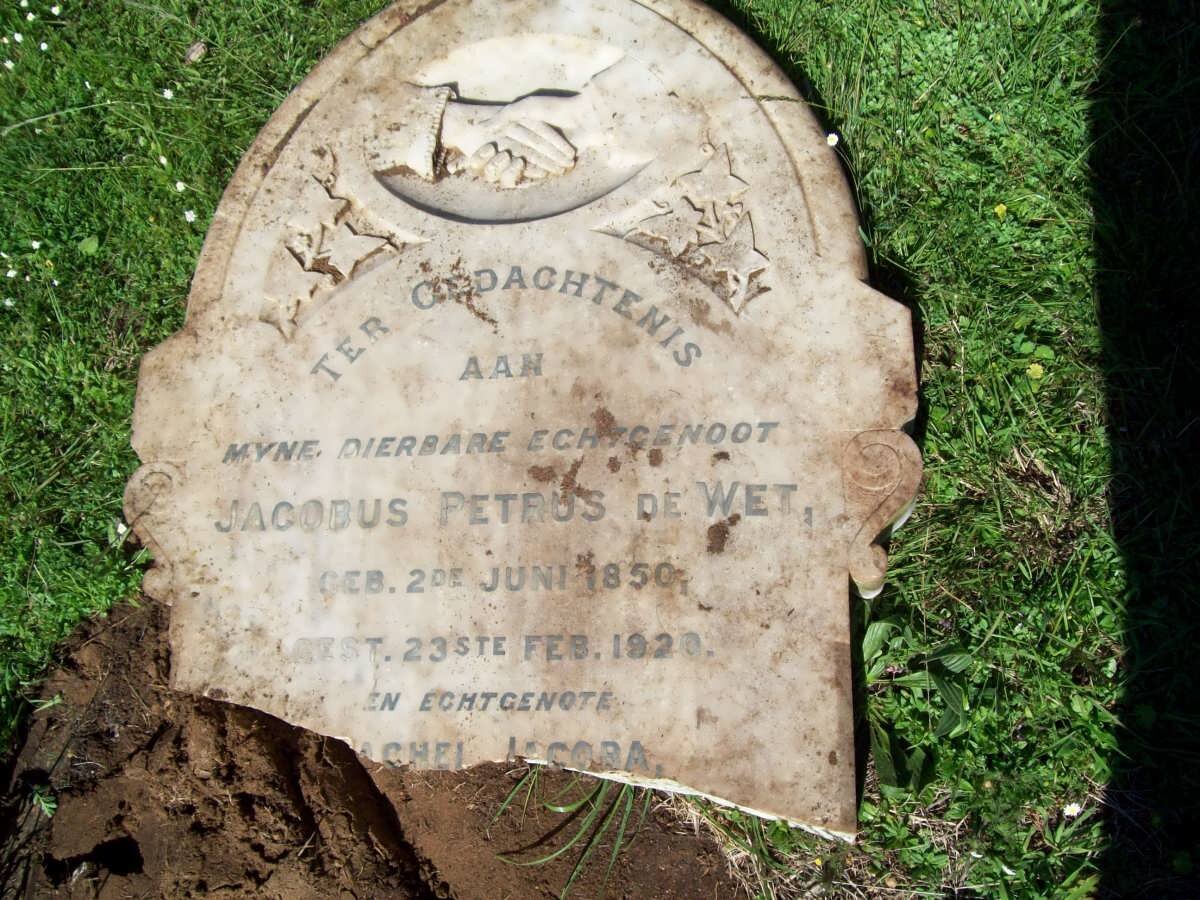 WET Jacobus Petrus, de 1850-1920 &amp; [Ra]chel Jacoba 1849-1933