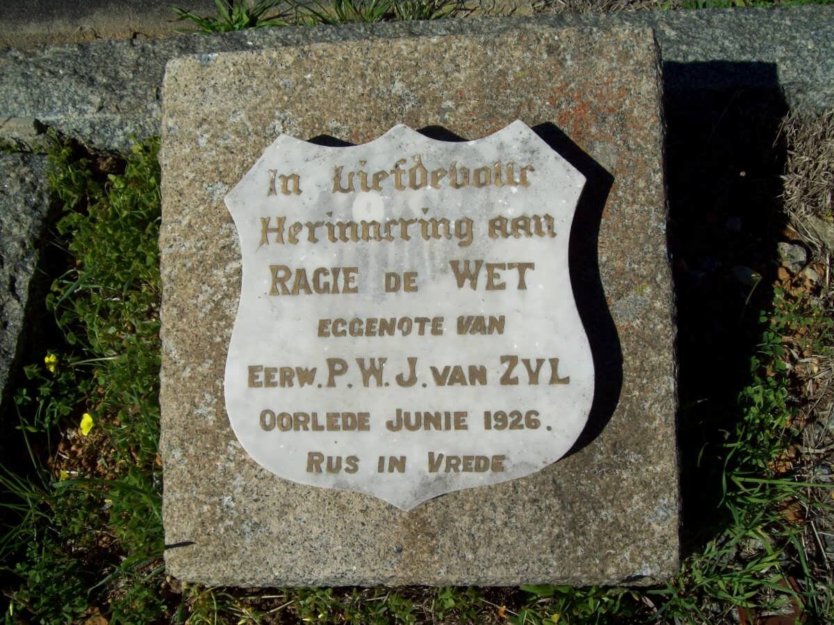 ZYL Ragie, van nee DE WET -1926