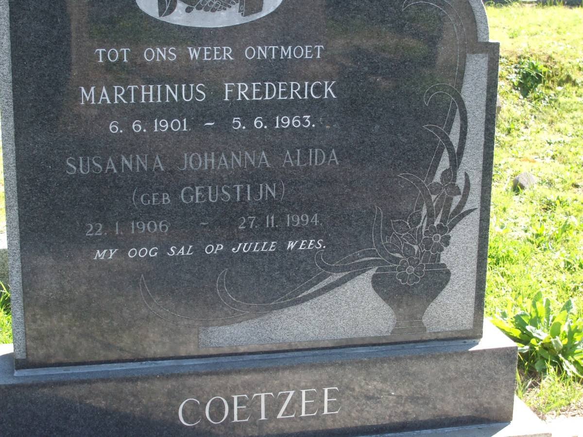 COETZEE Marthinus Frederick 1901-1963 &amp; Susanna Johanna Alida GEUSTIJN 1906-1994