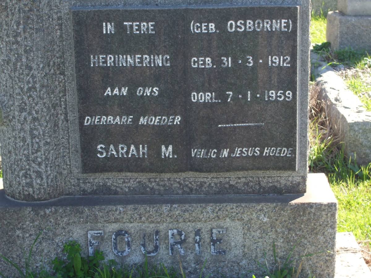 FOURIE Sarah M. nee OSBORNE 1912-1959